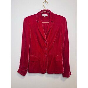 Red Crushed Velvet Blazer Jacket Silk Blend Size 4 Ungaro Holiday Valentine’s